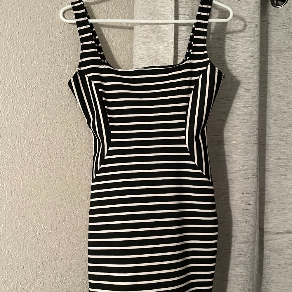 Short black and white striped dress